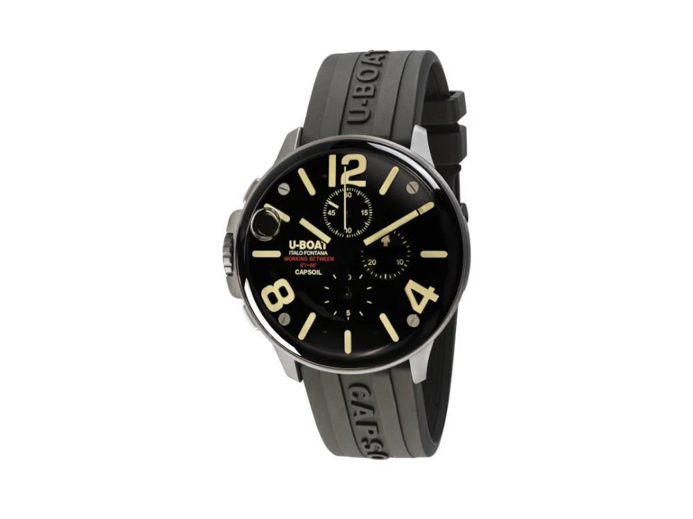 U-Boat Capsoil Chrono SS Quartz Watch, Black, 45 mm, 8111/C