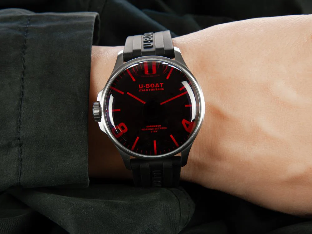 U-Boat Capsoil Darkmoon 44 Red SS Quartz Watch, Black, 44 mm, 8465/A - Image 9