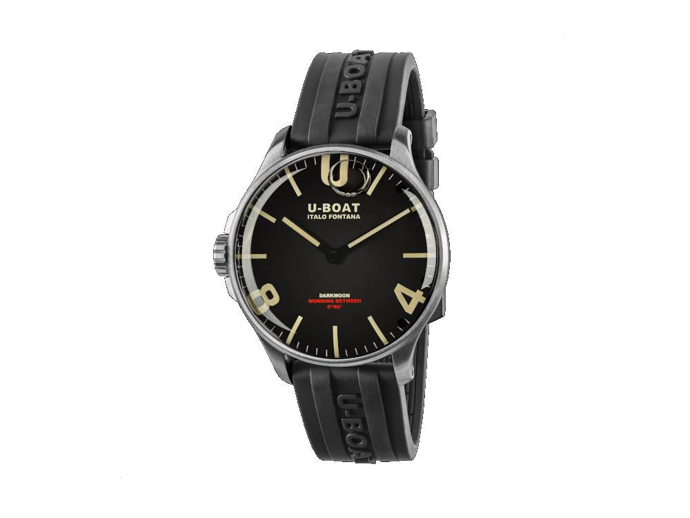 U-Boat Capsoil Darkmoon 44 SS Quartz Watch, Rubber,  Black, 44 mm, 8463/A