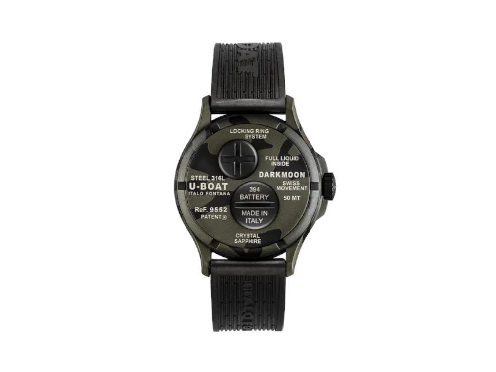 U-Boat Capsoil Darkmoon Camouflage Curve Quartz Watch, 40 mm, Black, 9552 - Image 3