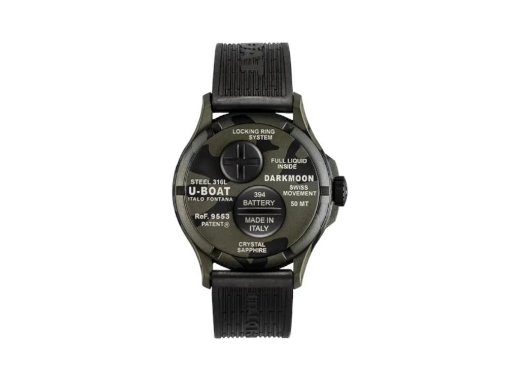 U-Boat Capsoil Darkmoon Camouflage Curve Quartz Watch, PVD, 44 mm, Black, 9553 - Image 3