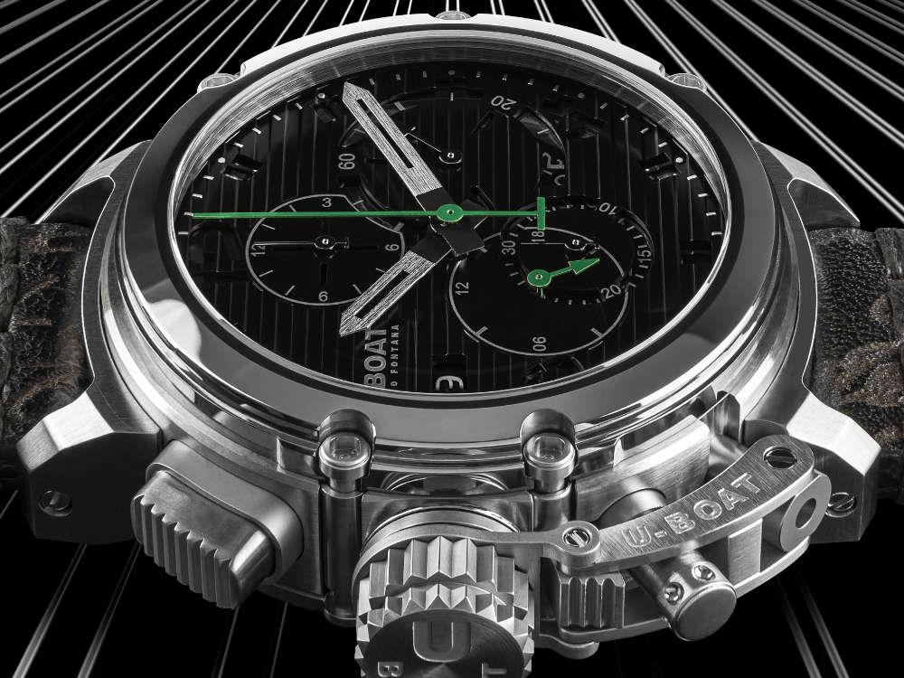 U-Boat Chimera Chrono SS Automatic Watch, Black, 46 mm, Limited Edition, 9592 - Image 4