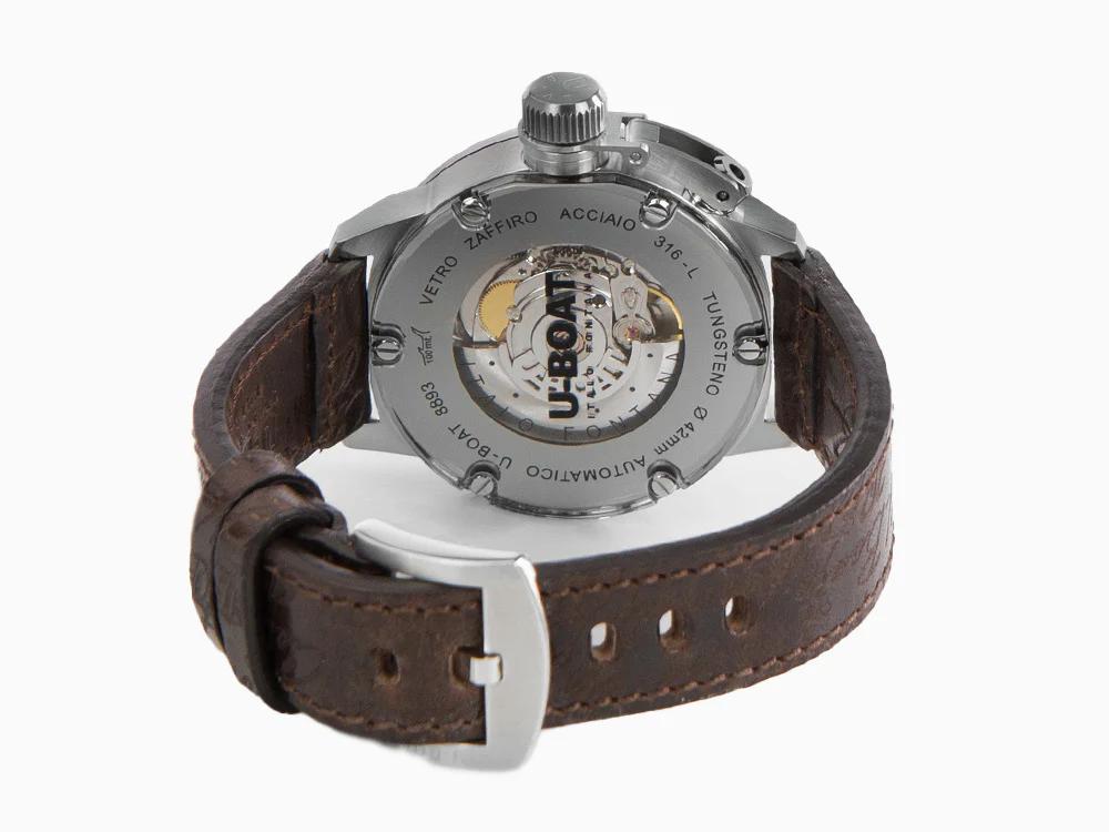 U-Boat Classico 42 Tungsteno Automatic Watch, Black, Leather strap, 8893 - Image 3