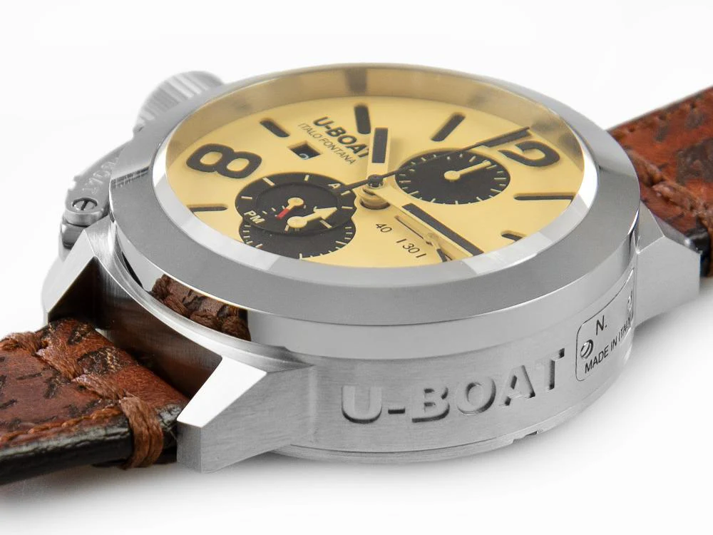 U-Boat Classico Tungsteno Chronograph Automatic Watch, Beige, 45 mm, 9568 - Image 8