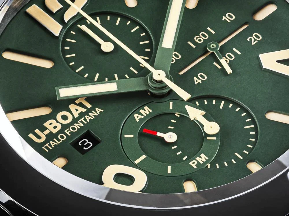 U-Boat Classico Tungsteno Chronograph Automatic Watch, Green, 45 mm, 9581 - Image 8