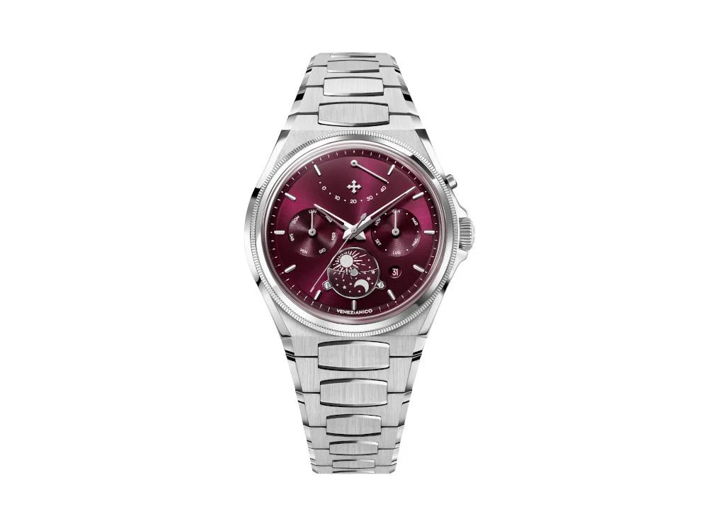 Venezianico Arsenale  Calendario Automatic Watch, 40 mm, Burgundy, 6221581C