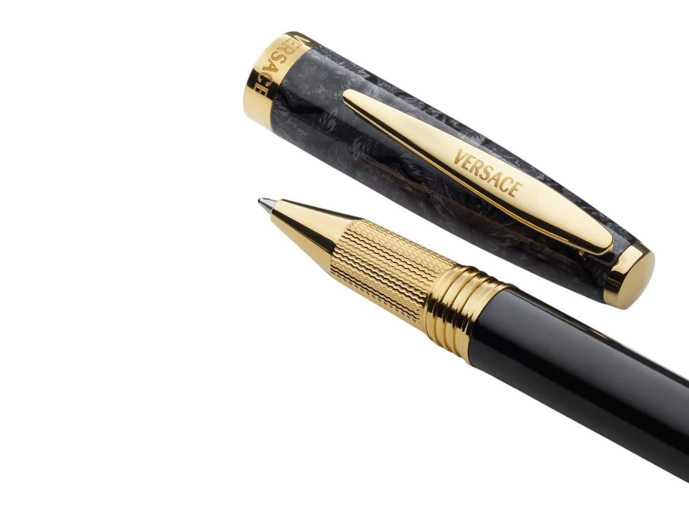 Versace Barocco Rollerball pen, Resin, Black, Gold plated, VRAD00224 - Image 3