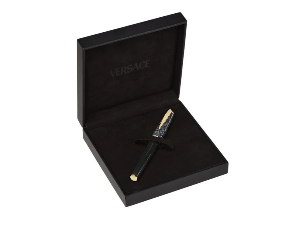 Versace Barocco Rollerball pen, Resin, Black, Gold plated, VRAD00224 - Image 4
