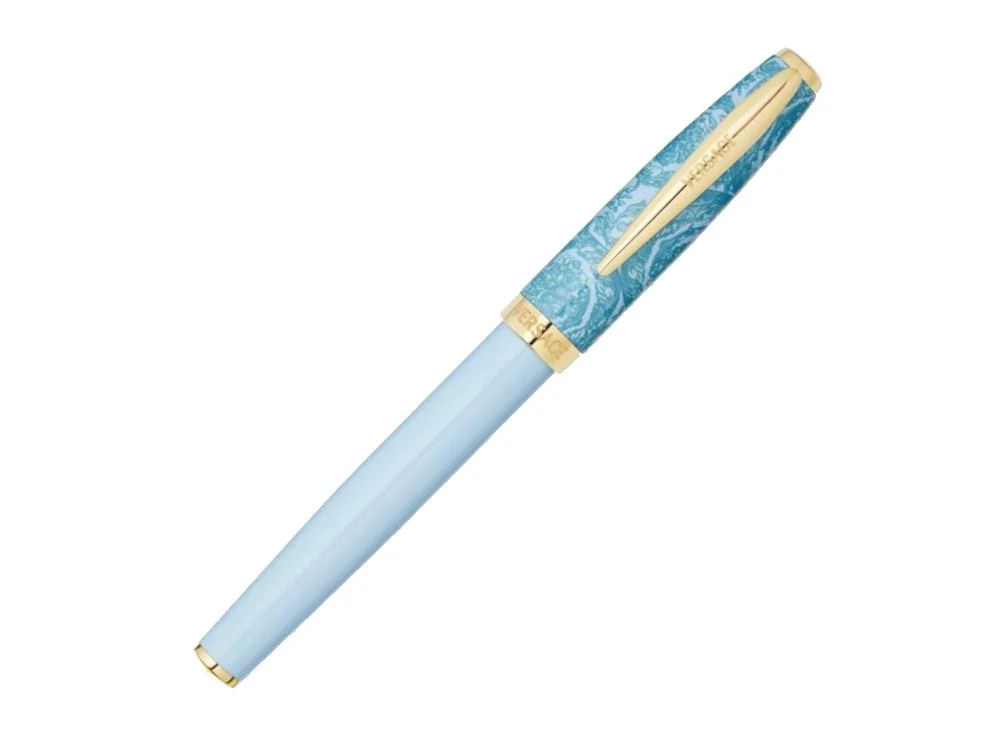 Versace Barocco Rollerball pen, Resin, Blue, Gold plated, VRAD00524 - Image 2