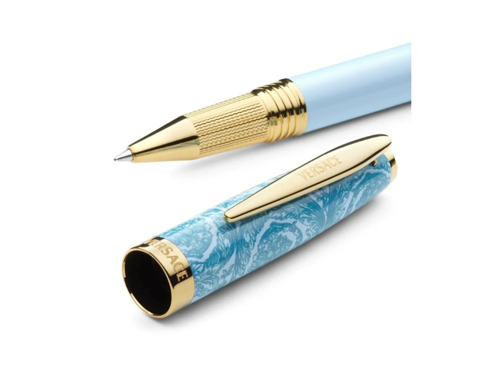 Versace Barocco Rollerball pen, Resin, Blue, Gold plated, VRAD00524 - Image 3