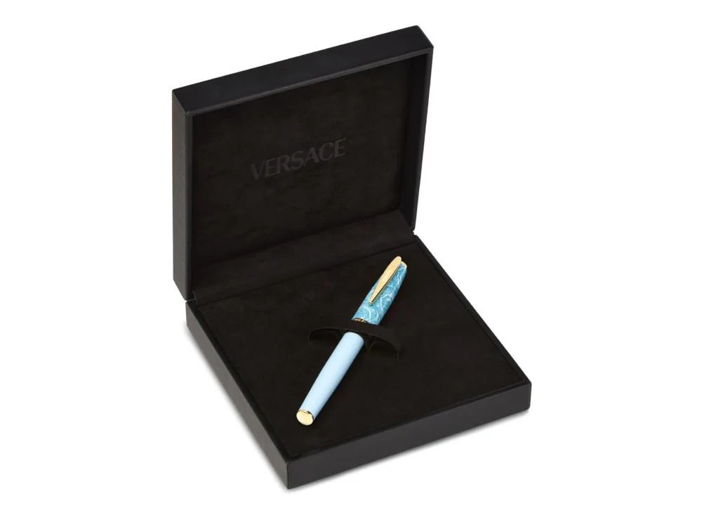 Versace Barocco Rollerball pen, Resin, Blue, Gold plated, VRAD00524 - Image 4