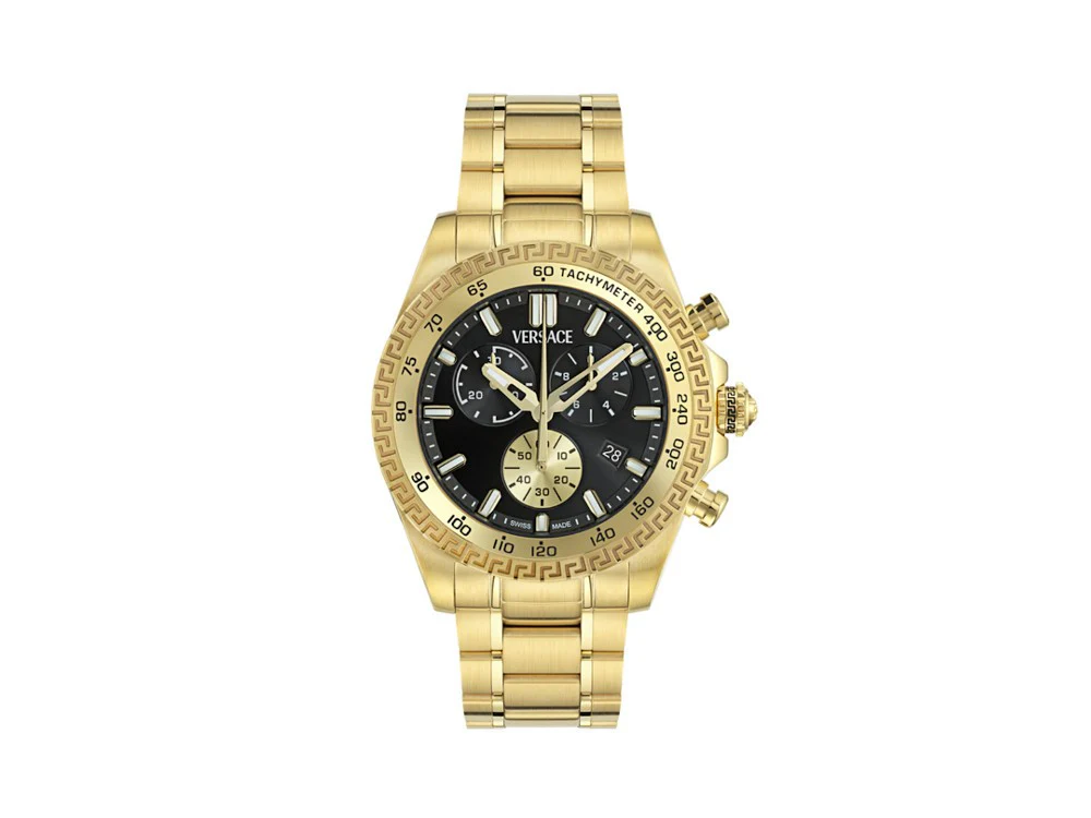 Versace Chrono X Quartz Watch, Recycled Steel, Black, 44 mm, VE9K00524