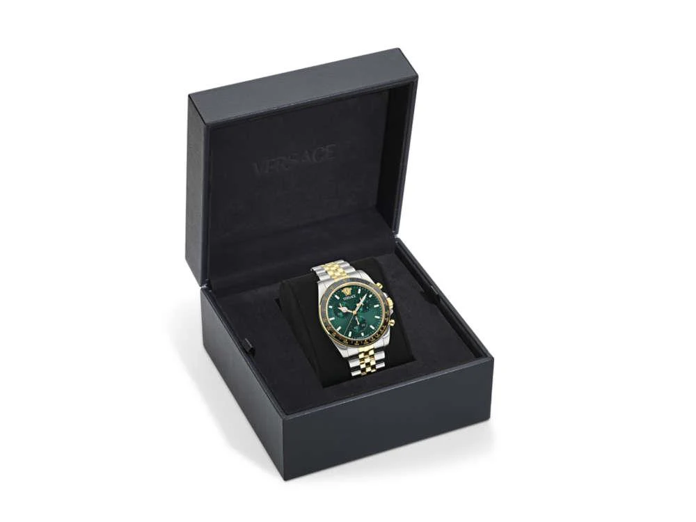 Versace Greca Chrono Wave Quartz Watch, Green, 43 mm, VE0H00425 - Image 5