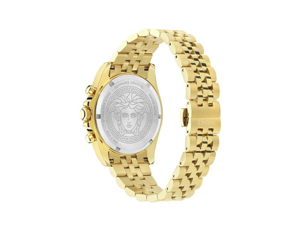 Versace Greca Chrono Wave Quartz Watch, PVD Gold, Black, 43 mm, VE0H00525 - Image 3