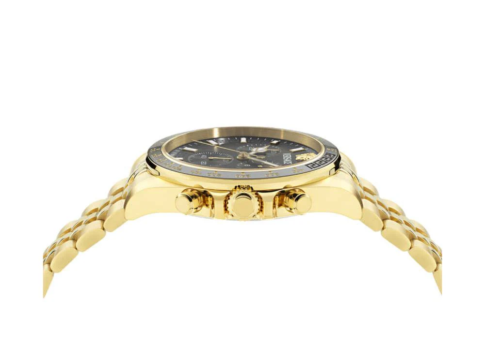Versace Greca Chrono Wave Quartz Watch, PVD Gold, Black, 43 mm, VE0H00525 - Image 4
