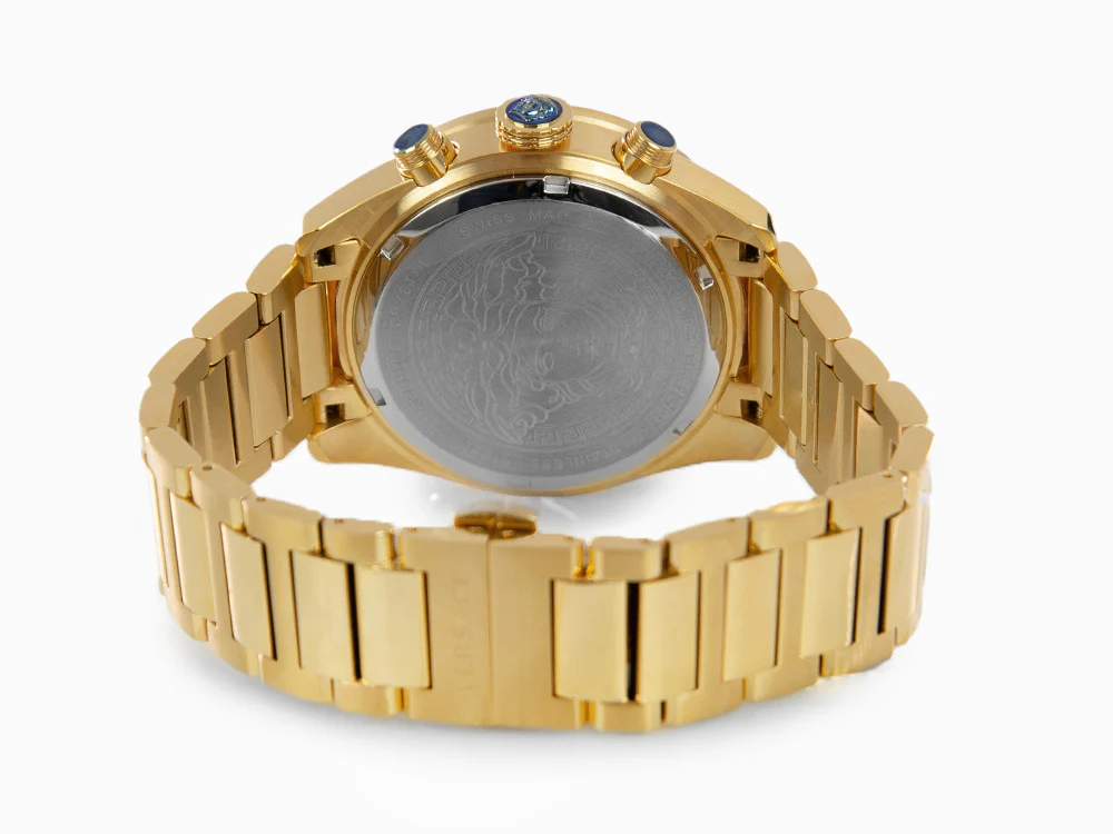 Versace Greca Dome Chrono Quartz Watch, PVD Gold, Black, 43 mm, VE6K00523 - Image 3