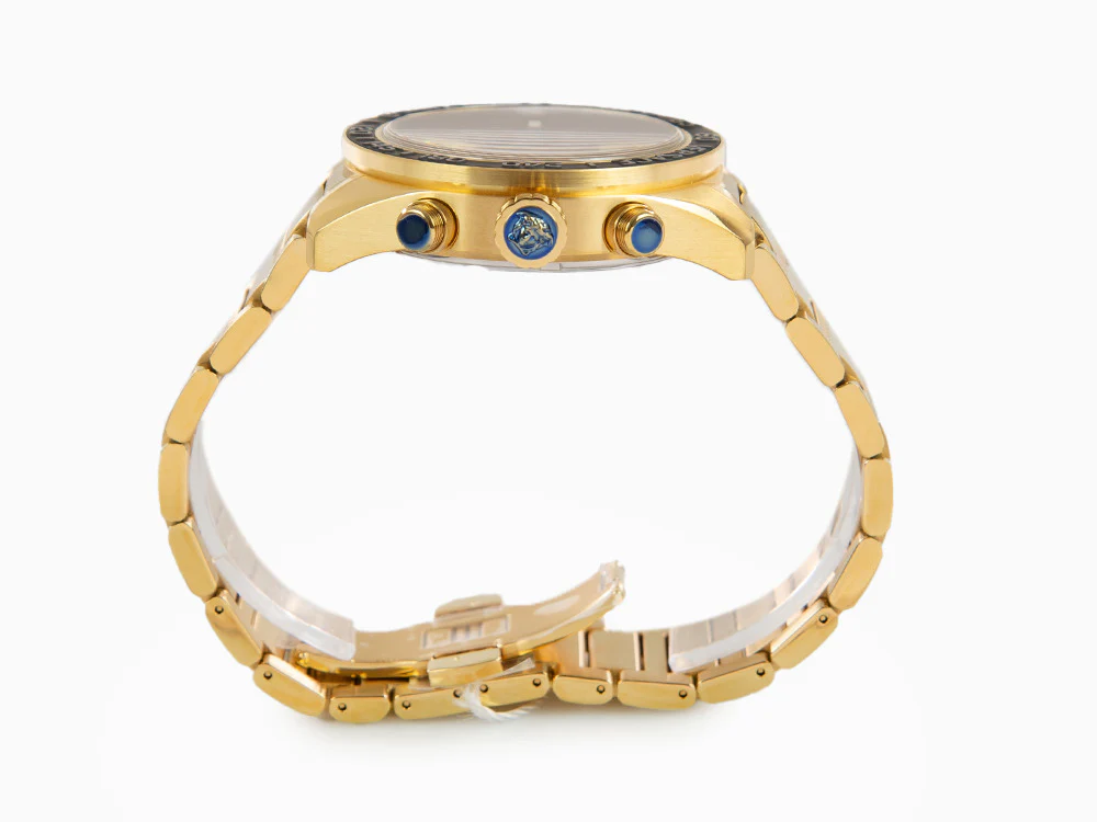 Versace Greca Dome Chrono Quartz Watch, PVD Gold, Black, 43 mm, VE6K00523 - Image 5