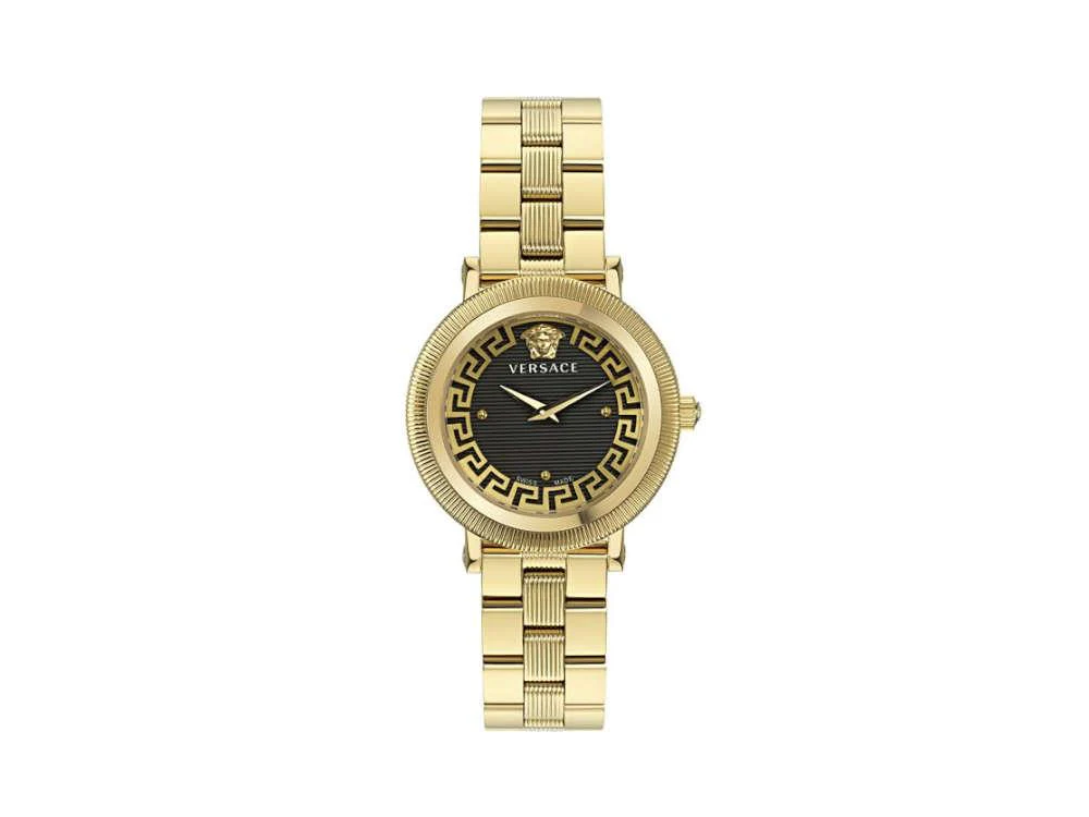 Versace Greca Flourish Quartz Watch, PVD Gold, Black, 35 mm, VE7F00623 - Image 2