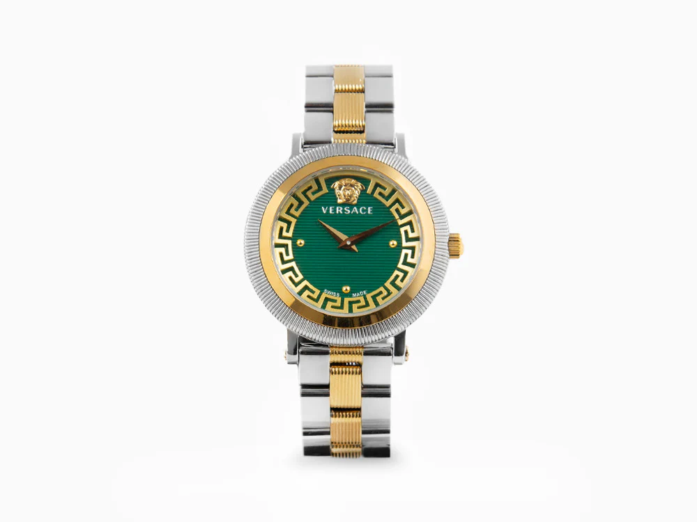 Versace Greca Flourish Quartz Watch, PVD Gold, Green, 35 mm, VE7F00523 - Image 2
