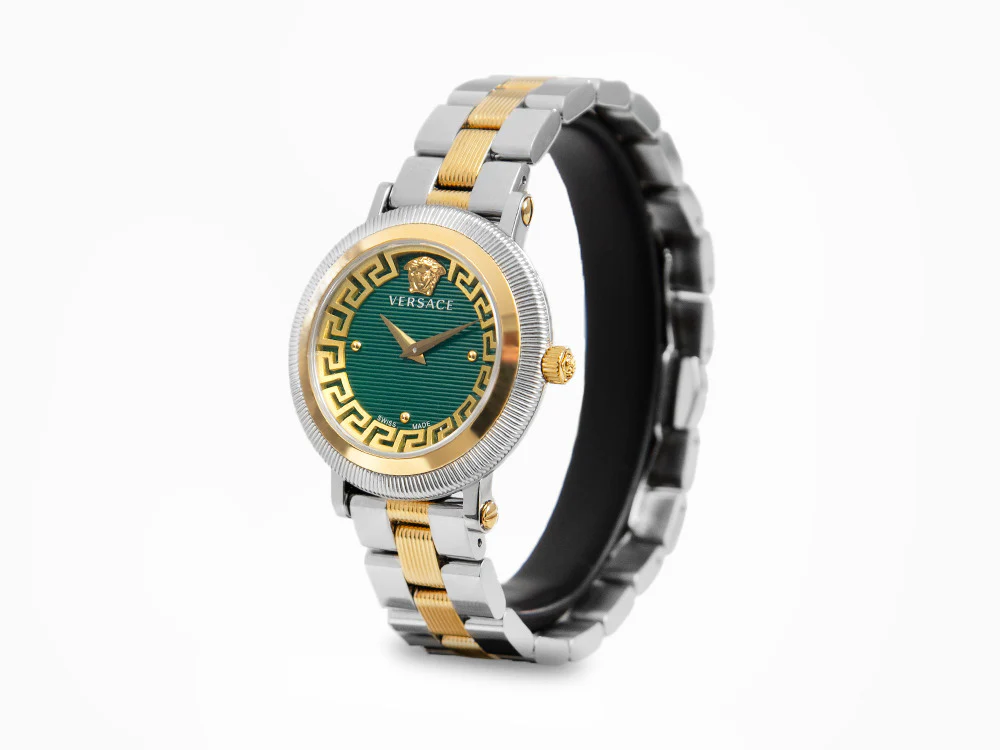 Versace Greca Flourish Quartz Watch, PVD Gold, Green, 35 mm, VE7F00523 - Image 4