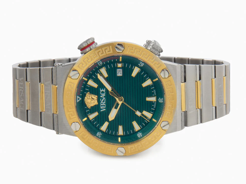 Versace Greca Logo Diver Quartz Watch, Green, 43 mm, Sapphire Crystal, VE8G00524 - Image 7