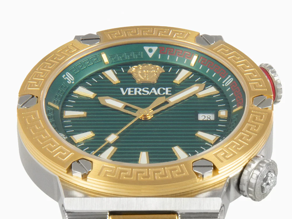 Versace Greca Logo Diver Quartz Watch, Green, 43 mm, Sapphire Crystal, VE8G00524 - Image 8