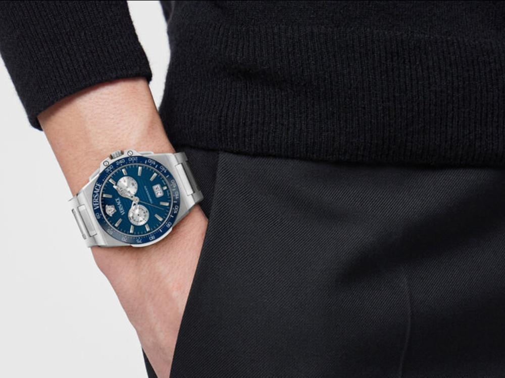 Versace Greca Reaction Quartz Watch, Blue, 43 mm, , VE5N00326 - Image 4