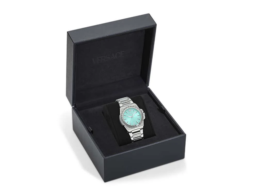 Versace Greca Reaction Quartz Watch, Turquoise, 38 mm, VE0D00325 - Image 5