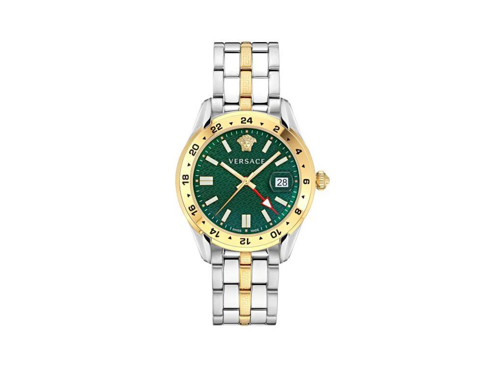 Versace Greca Time GMT Quartz Watch, Gold, Green, 41mm, Sapphire, VE7C00623 - Image 2