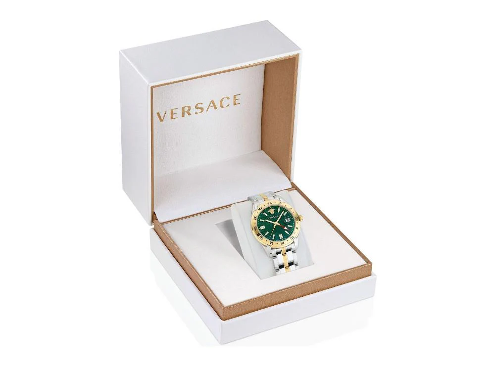 Versace Greca Time GMT Quartz Watch, Gold, Green, 41mm, Sapphire, VE7C00623 - Image 5