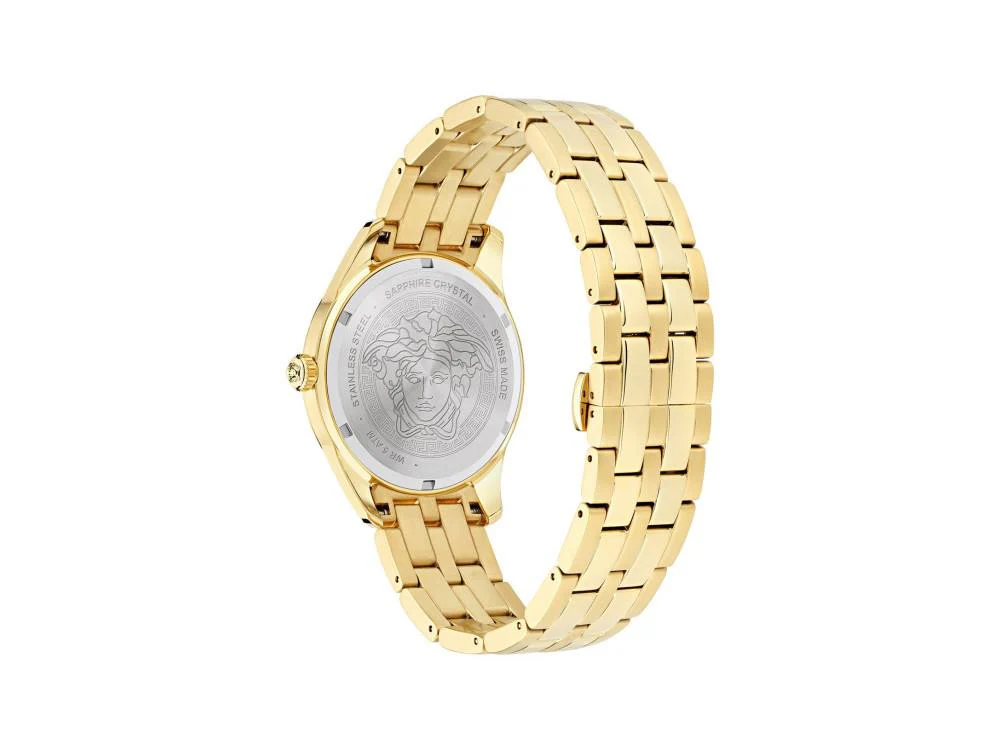 Versace Greca Time GMT Quartz Watch, PVD Gold, Black, 41 mm, VE7C00723 - Image 3