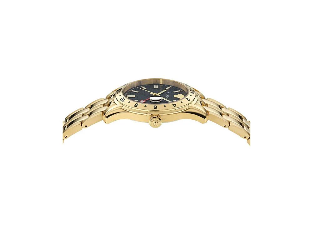 Versace Greca Time GMT Quartz Watch, PVD Gold, Black, 41 mm, VE7C00723 - Image 4