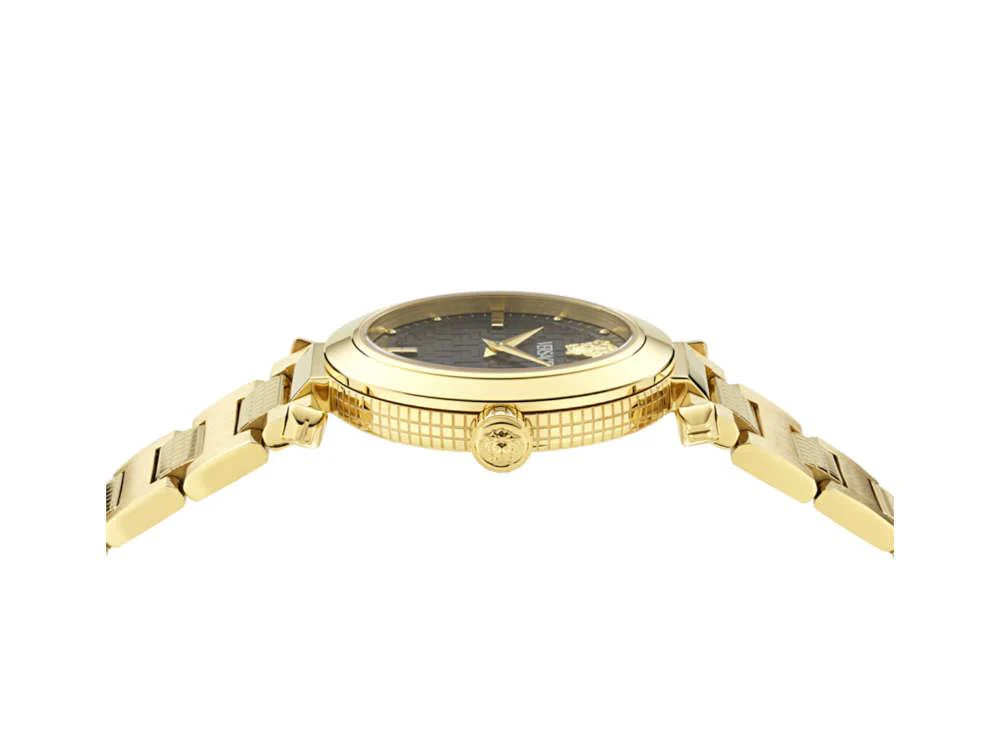 Versace Greek Quartz Watch, PVD Gold, Black, 35 mm, Sapphire Crystal, VE5B00625 - Image 4