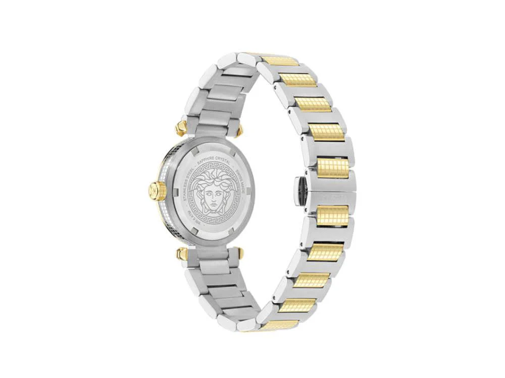 Versace Greek Quartz Watch, PVD Gold, Silver, 35 mm, Sapphire Crystal, VE5B00325 - Image 3