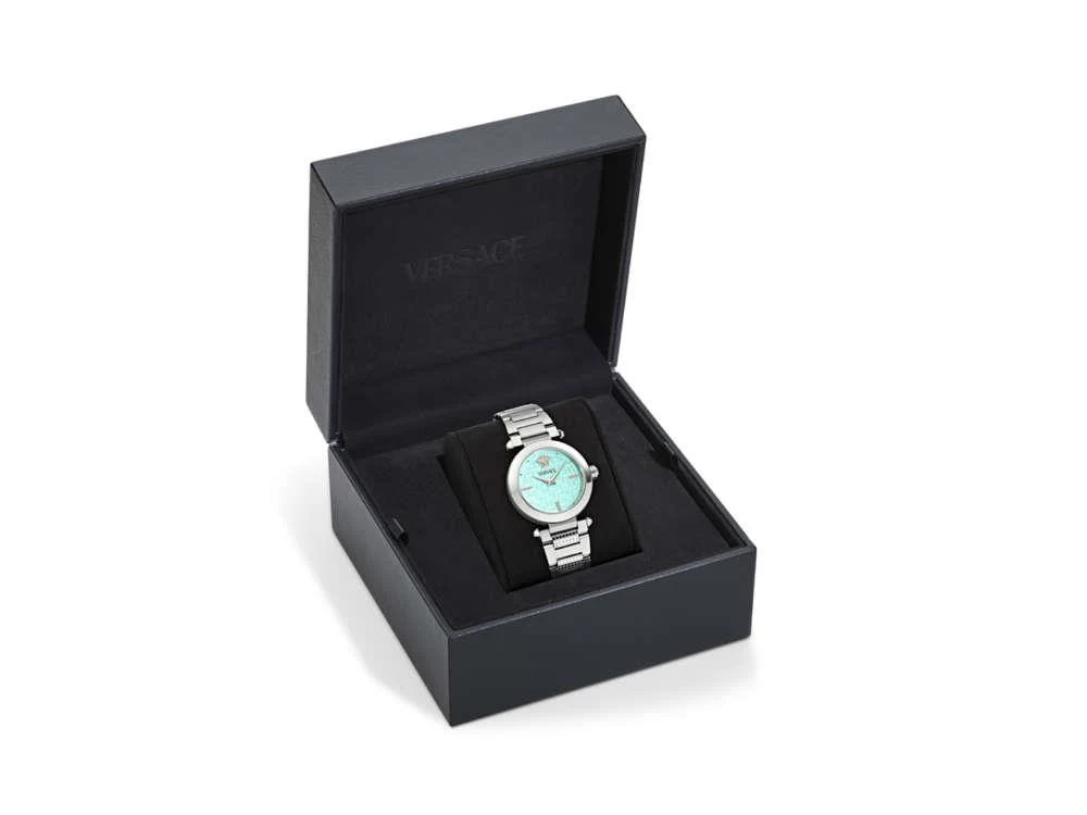 Versace Greek Quartz Watch, Turquoise, 35 mm, Sapphire Crystal, VE5B00225 - Image 5