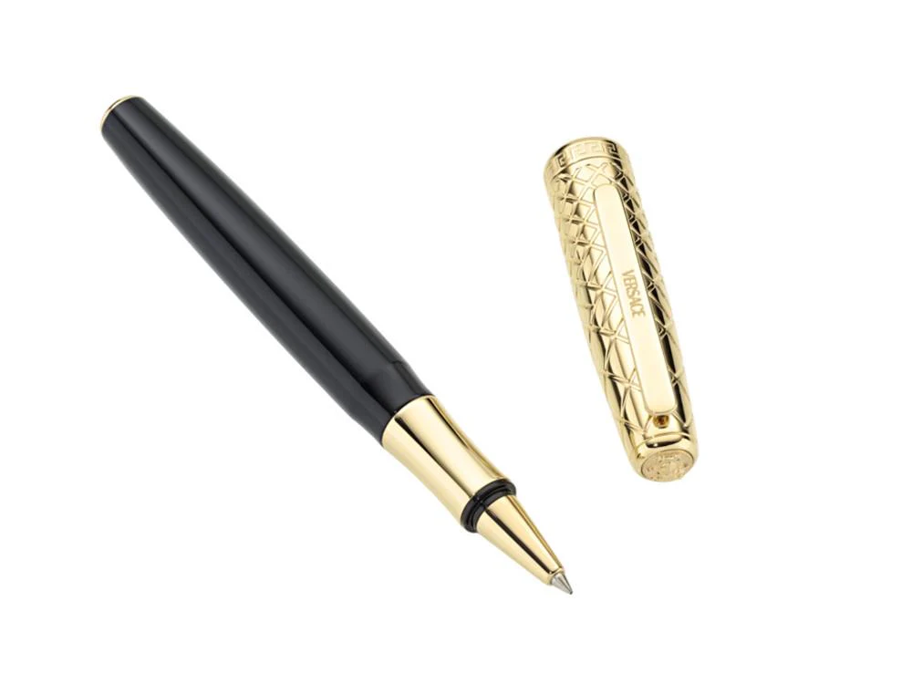 Versace Honos Rollerball pen, Resin, Black, Gold plated, VRTC00224 - Image 3