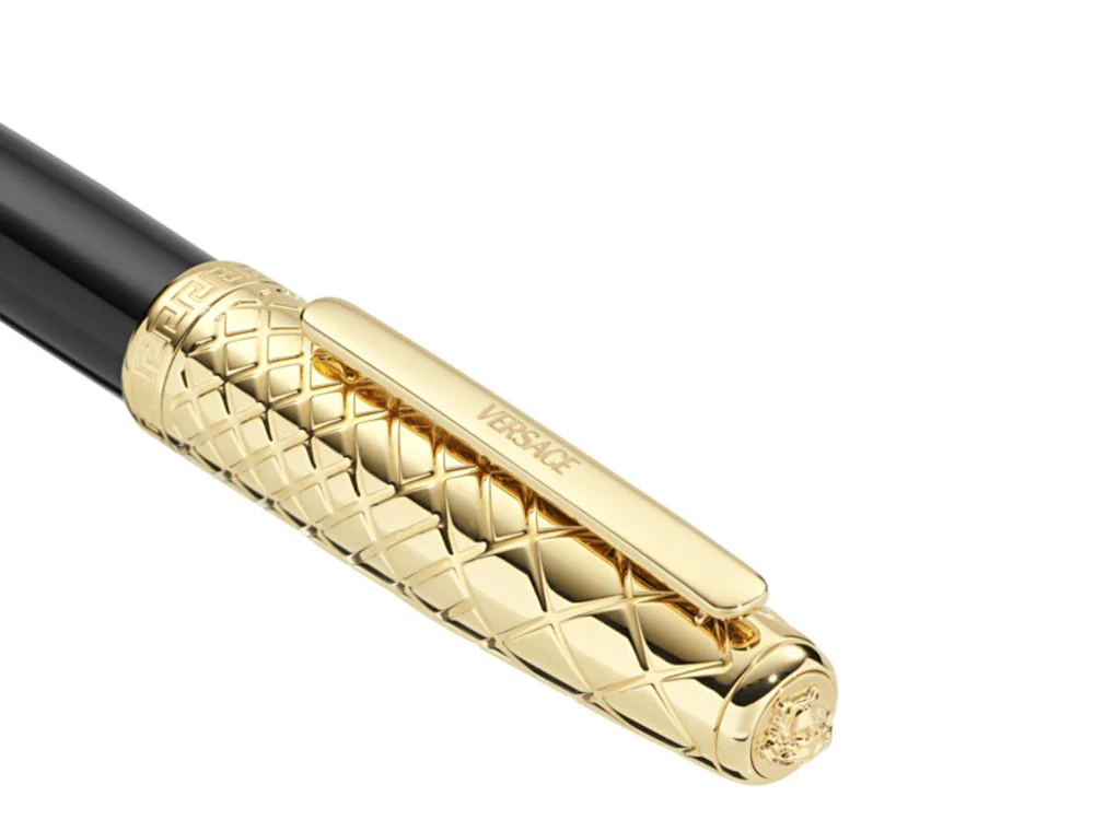 Versace Honos Rollerball pen, Resin, Black, Gold plated, VRTC00224 - Image 4