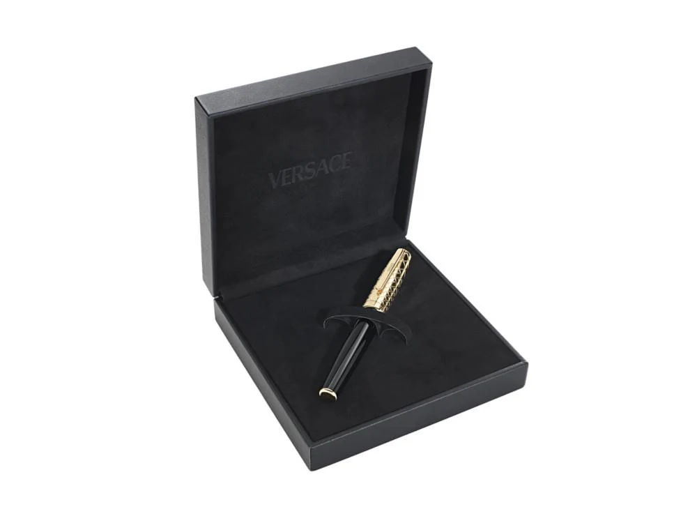 Versace Honos Rollerball pen, Resin, Black, Gold plated, VRTC00224 - Image 5