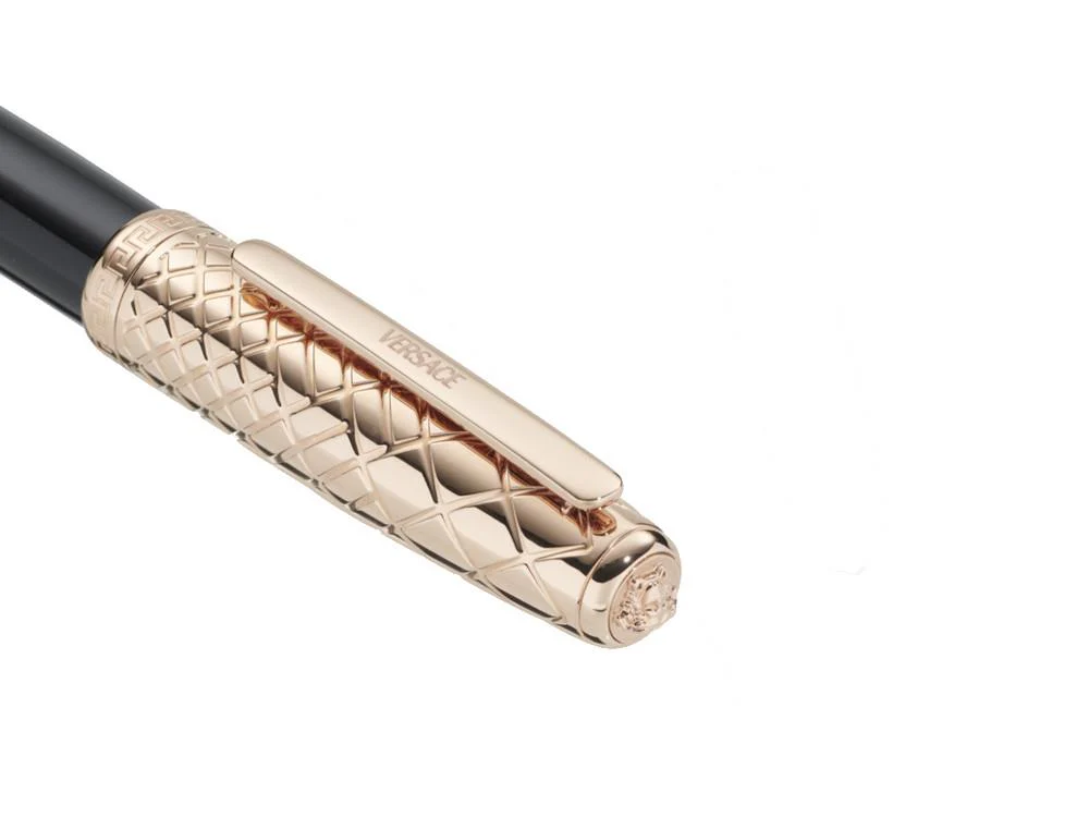 Versace Honos Rollerball pen, Resin, Black, Rose Gold PVD, VRTC00324 - Image 4