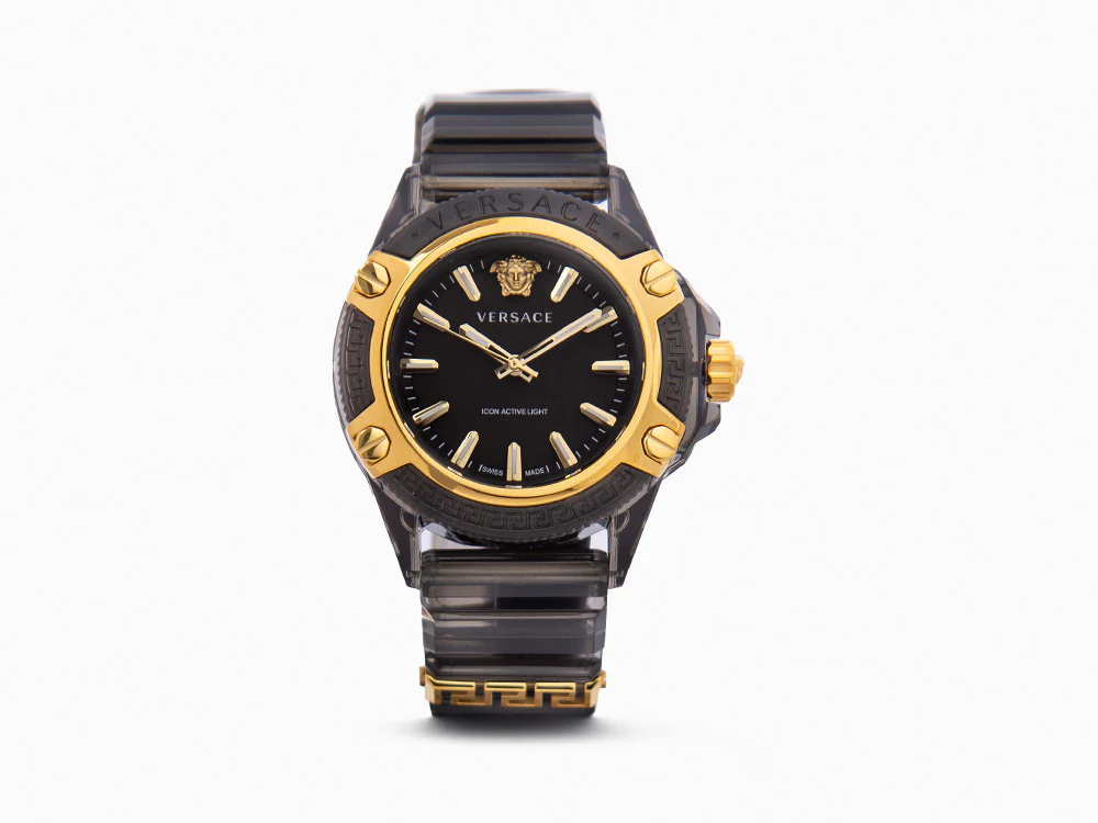 Versace Icon Active Indiglo Quartz Watch, Polycarbonate, Black, 43 mm, VE6E00123 - Image 2