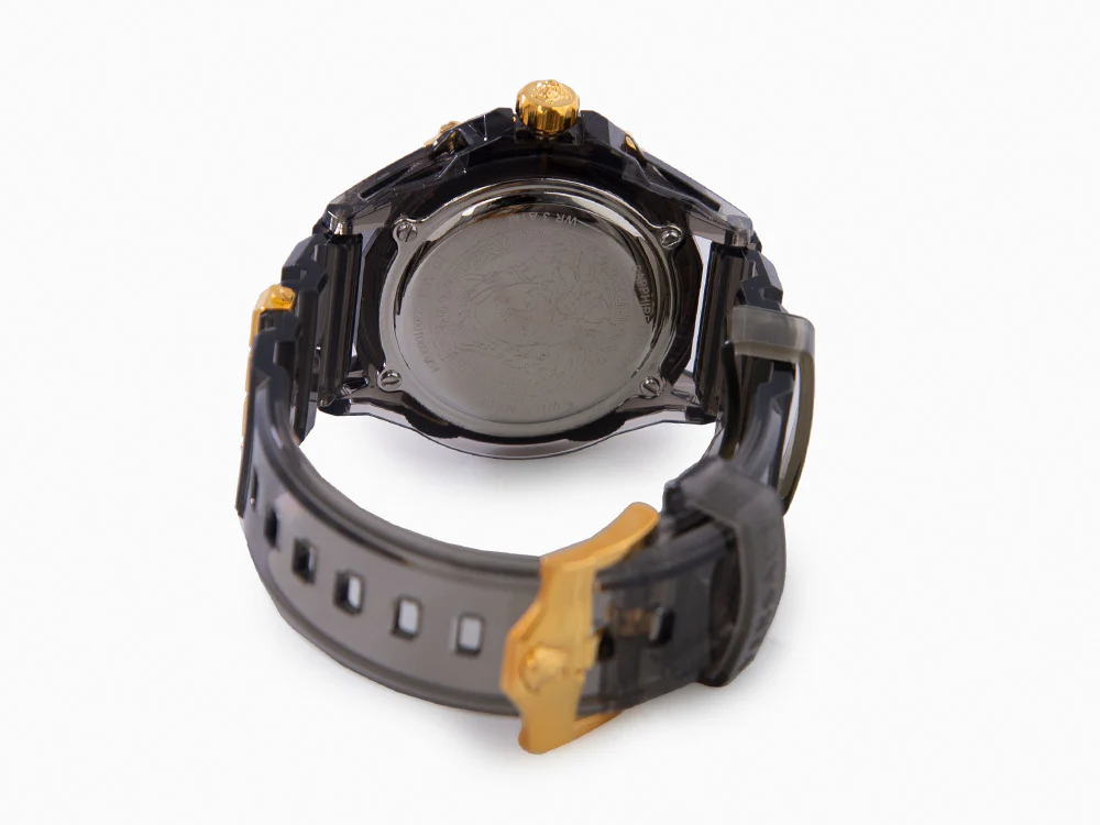 Versace Icon Active Indiglo Quartz Watch, Polycarbonate, Black, 43 mm, VE6E00123 - Image 3