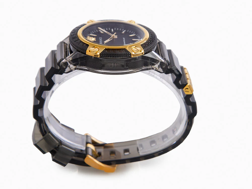 Versace Icon Active Indiglo Quartz Watch, Polycarbonate, Black, 43 mm, VE6E00123 - Image 6