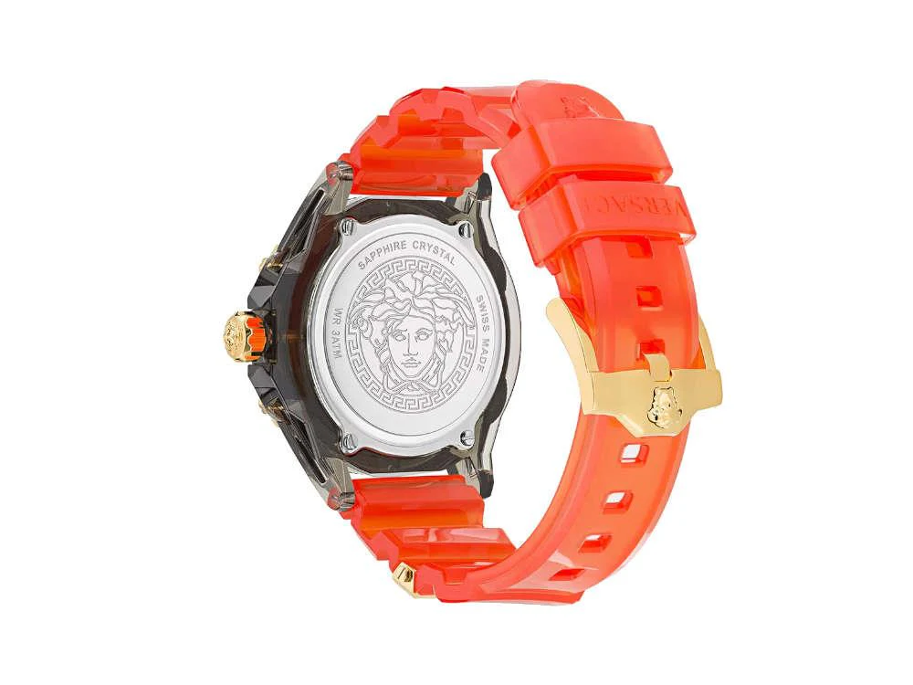 Versace Icon Active Indiglo Quartz Watch, Polycarbonate, Black, 43 mm, VE6E00223 - Image 3