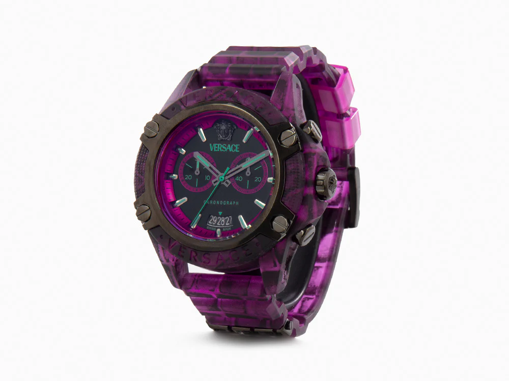 Versace Icon Active Quartz Watch, Polycarbonate, Black, 44 mm, VE8P00124 - Image 4