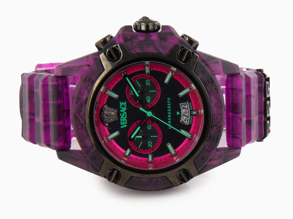 Versace Icon Active Quartz Watch, Polycarbonate, Black, 44 mm, VE8P00124 - Image 7