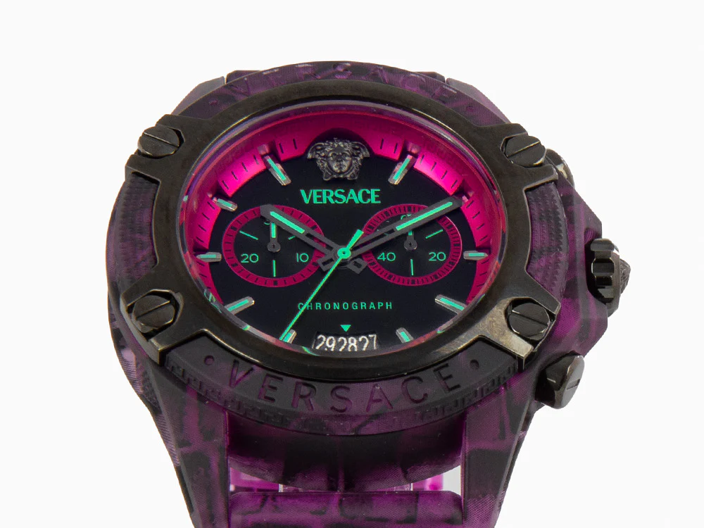 Versace Icon Active Quartz Watch, Polycarbonate, Black, 44 mm, VE8P00124 - Image 8