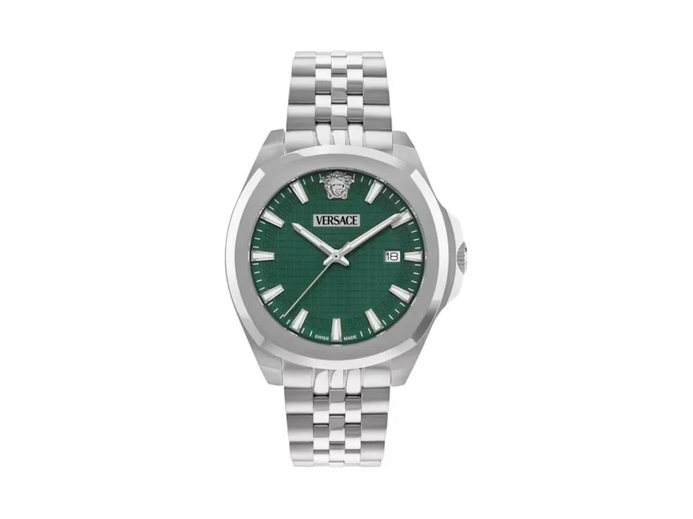 Versace Luxury 3 Hands Quartz Watch, Recycled Steel, Green, 42 mm, VEKKA0425 - Image 2