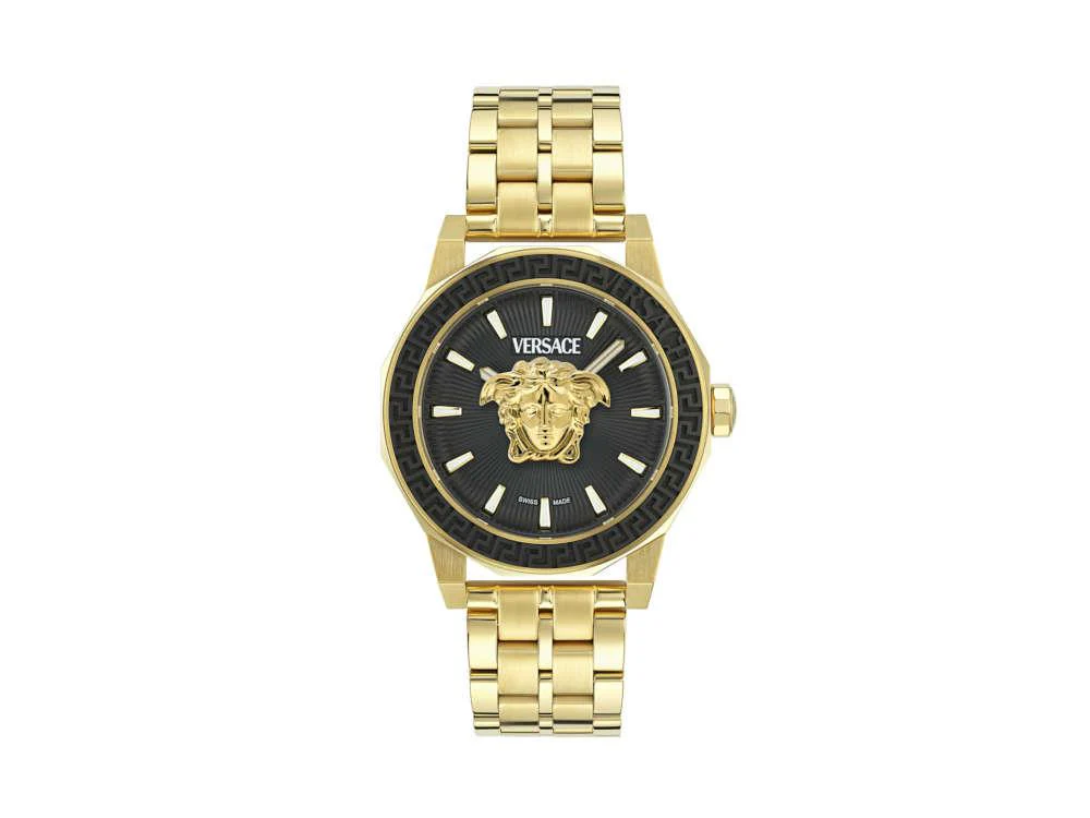 Versace Medusa Deco Gent Quartz Watch, Recycled Steel, Black, 43 mm, VE9I00424 - Image 2