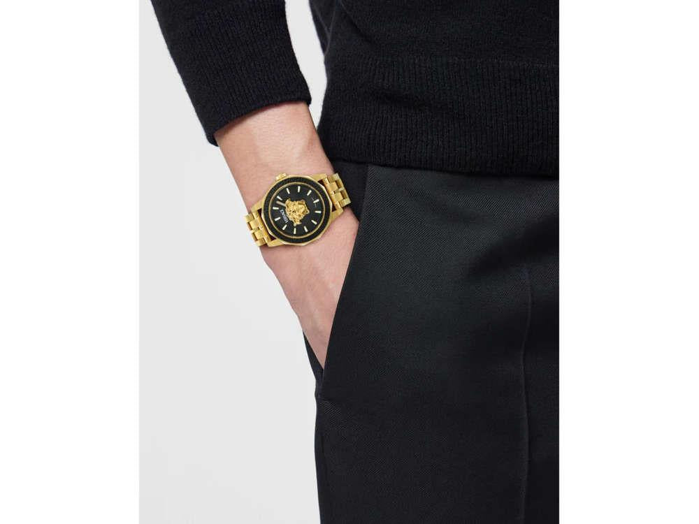 Versace Medusa Deco Gent Quartz Watch, Recycled Steel, Black, 43 mm, VE9I00424 - Image 5