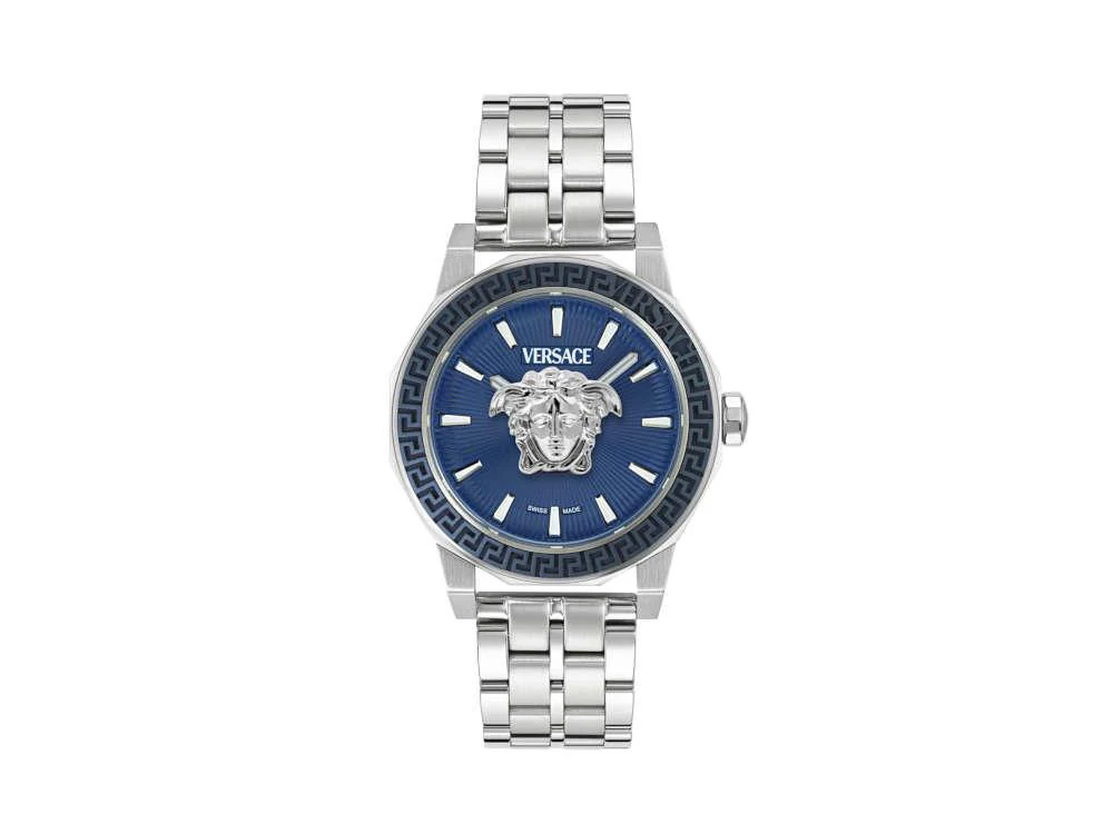 Versace Medusa Deco Gent Quartz Watch, Recycled Steel, Blue, 43 mm, VE9I00324 - Image 2
